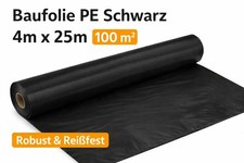 4m x 25m 100m² Baufolie Typ 200 Abdeckfolie Estrichfolie PE Folie schwarz