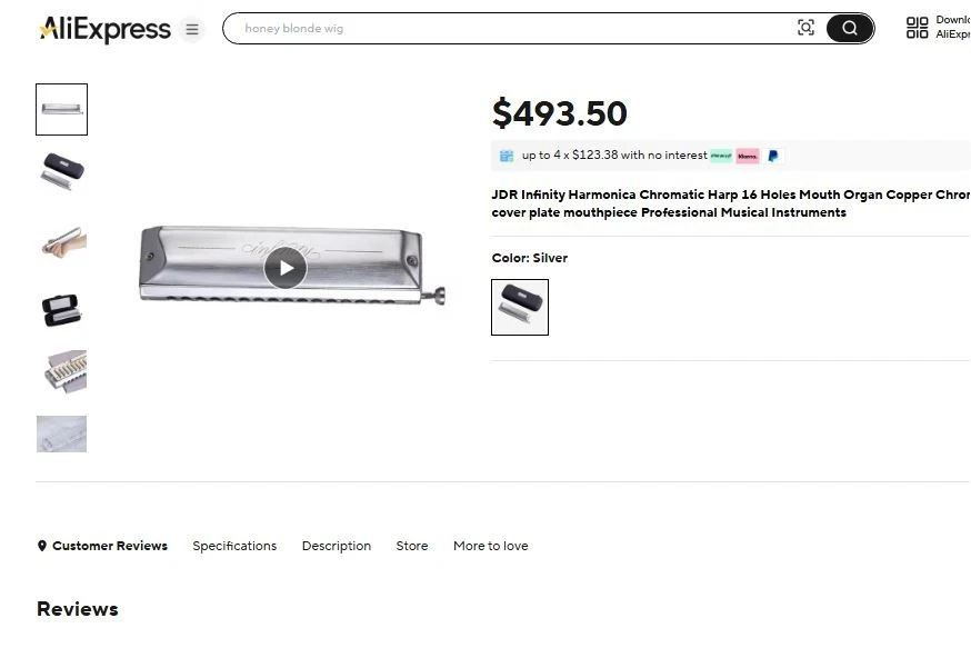 The Exquisite JDR Infinity Chromatic Harmonica 16 Hole/4 Octaves - USA Warranty - Image 3 of 3