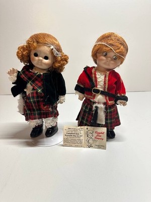 Limited Ed Campbell Soup Kids Scottish Boy & Girl Dolls Patricia Loveless COA