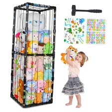  Stuffed Animals Storage Zoo Thicken PVC Tube Kids Toy Storage Organizer Black