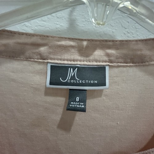 Blusa donna JM Collection colore pesca 100% lino pizzo sulla manica taglia 8 - Foto 2 di 7