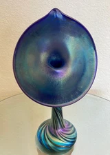 Carl Radke Phoenix Studios Jack in the Pulpit Art Glass Vase 1985 Signed