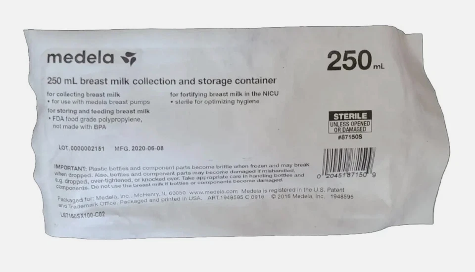Botellas de almacenamiento de colección de leche materna Medela 8 oz (250 ml) - Lote de 2 Foto 3 de 4