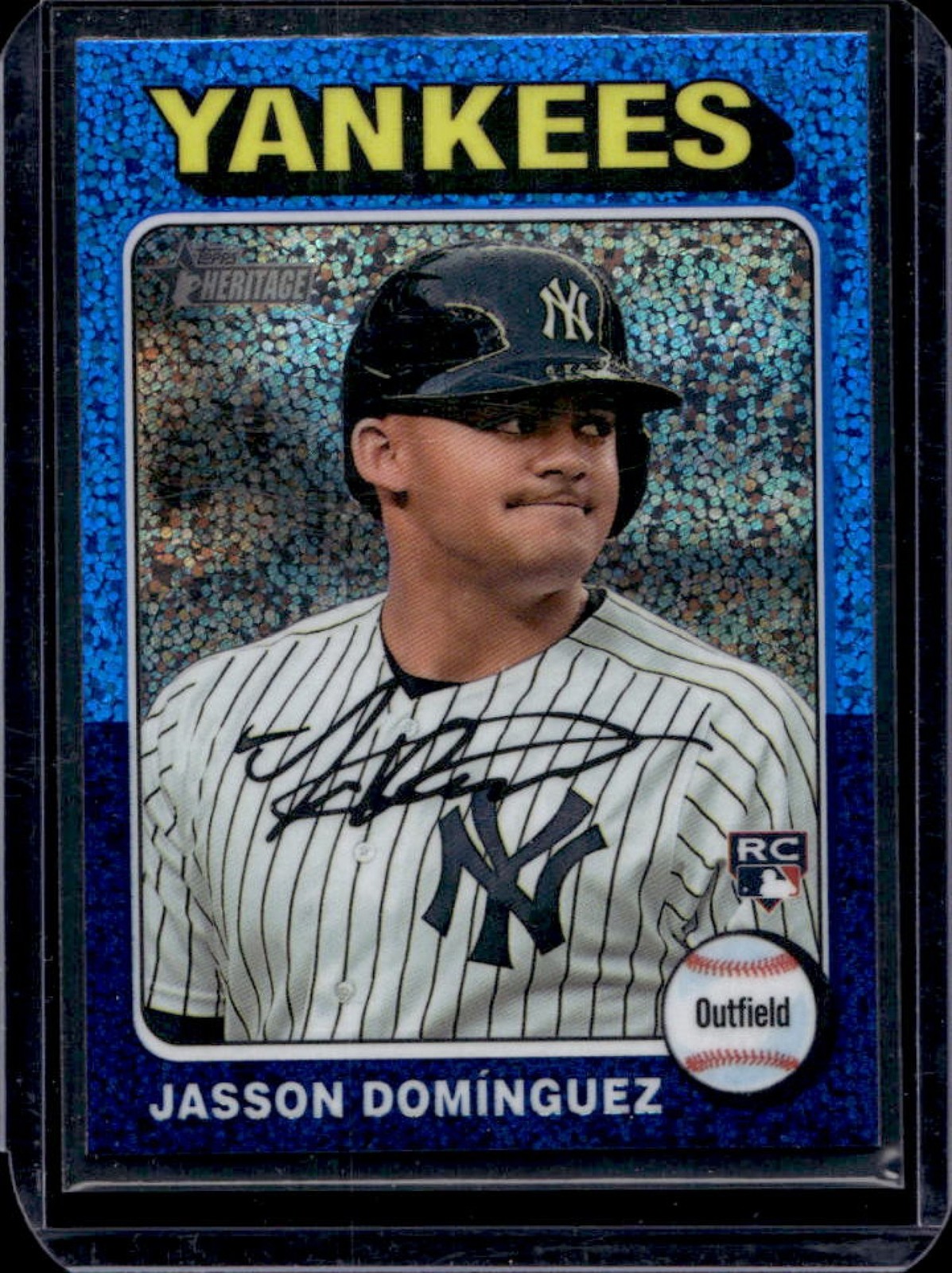 2024 Topps Heritage Jasson Dominguez Chrome RC Blue Sparkle Refractor #399