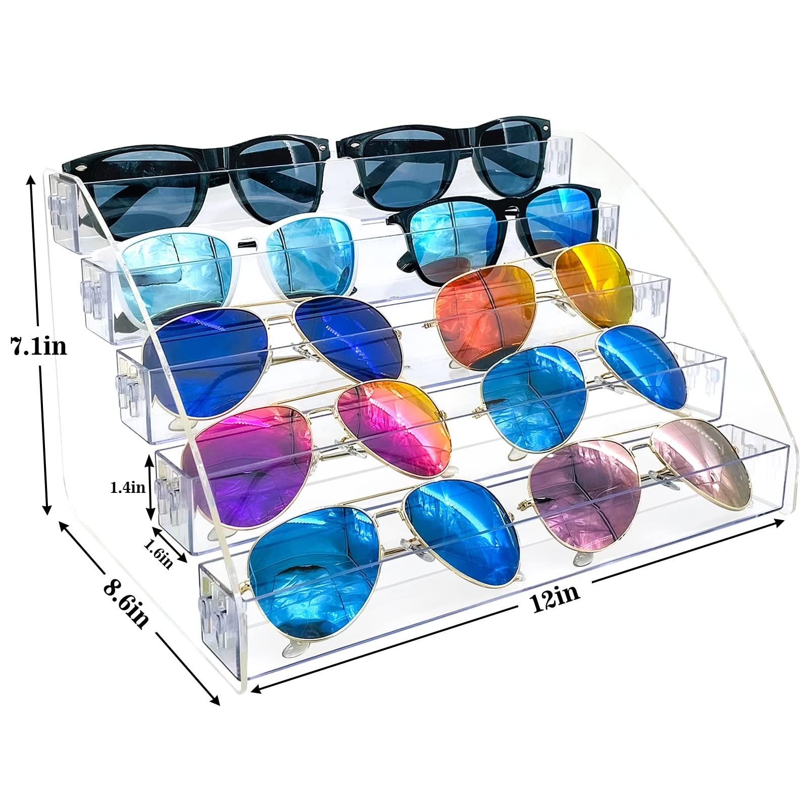 MineSign Sunglasses Organizer Clear Eyeglasses Display Case Sticker Display T...