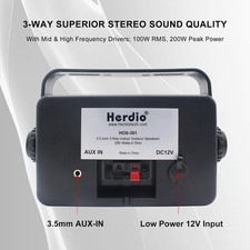 2 HERDIO HOS-301BTB - 3.5 inch Outdoor Bluetooth Speakers 200W - 3 Way Black New