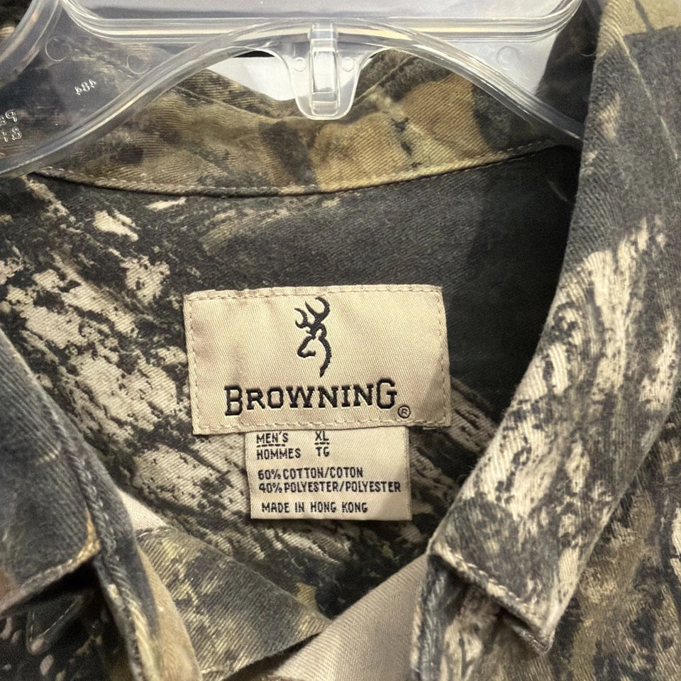 Browning Shirt MENS XL Mossy Oak Camo Long Sleeve Button Down Flannel Hunting - Image 2 of 4