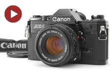  MINT Canon AE-1 Black 35mm SLR Film Camera NewFD NFD 50mm f1.8 Lens From JAPAN