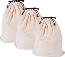 3 Pack Cotton Breathable Dust-Proof Drawstring Storage Pouch Bags for Clothes
