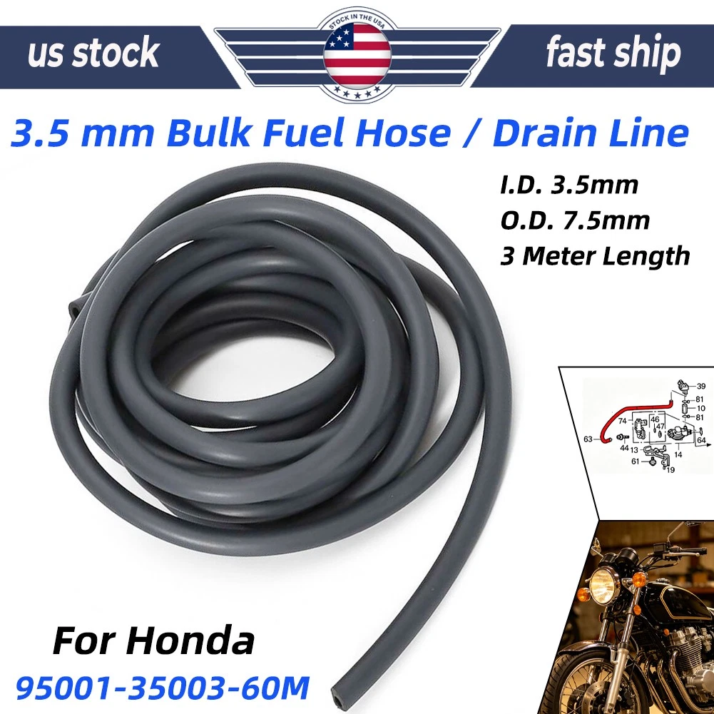 For Honda Rubber Fuel Overflow Vent Line -3.5mm ID-10 Foot Roll