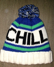 boys 4-6 knit WINTER HAT BEANIE CHILL cream blue green FLEECE LINED warm