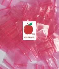 1,000 PINK APPLE BRAND BAGGIES 125125-S  RESEALABLE 1000 plastic 1.25"x1.25"