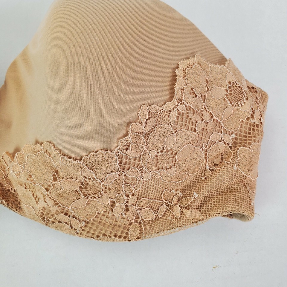 Victoria Secret Padded Strapless Bra 34D Nude Lace Trim GUC eBay