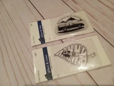 Lot 2 Clear Cling Stamps Travel Mountains Car Summer Leaf Lady Float Stamp