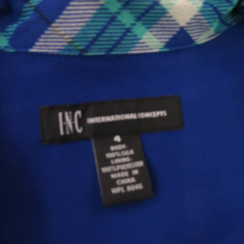 Camisa INC Mujer 4 Manga Corta Ligera Informal Elastizada 1/4 Botón Seda Foto 4 de 4