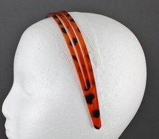 Brown headband triple look 3-line hair band grip teeth 3/4" wide alice headband