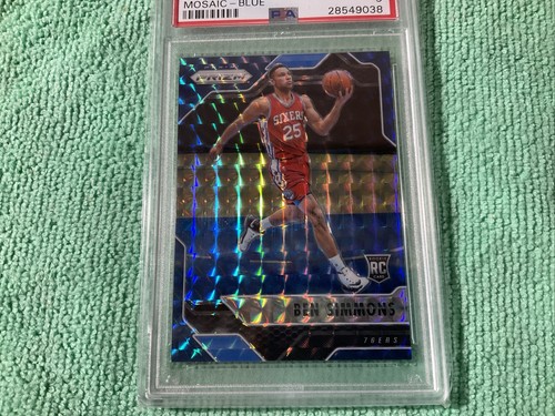 2016-17 Panini Prizm Mosaic BLUE REFRACTOR Ben Simmons #6 PSA 9 MINT Rookie RC - Picture 4 of 6