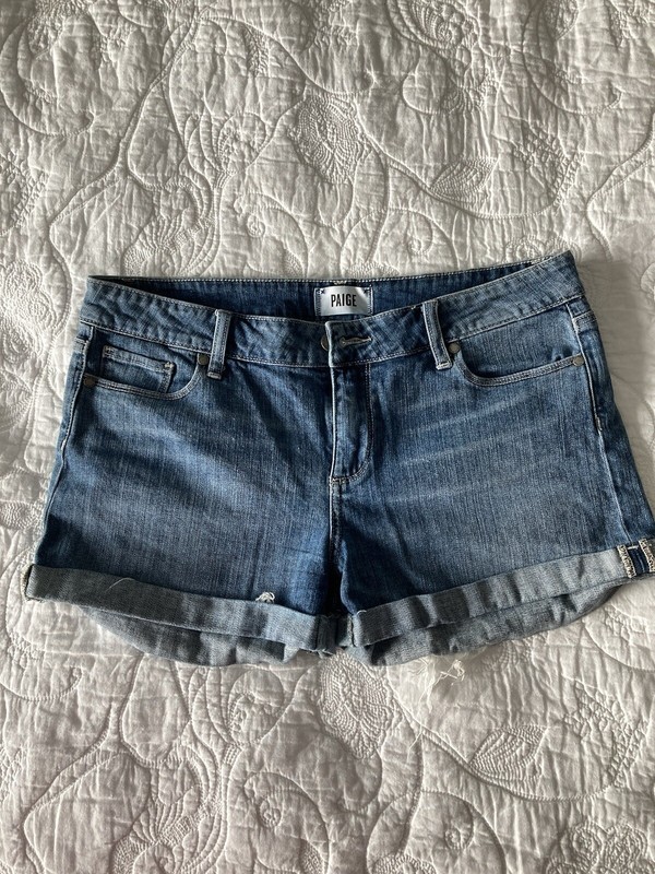 PAIGE Women’s Jeans Washed Blue Cutoff Shorts. Size 30.