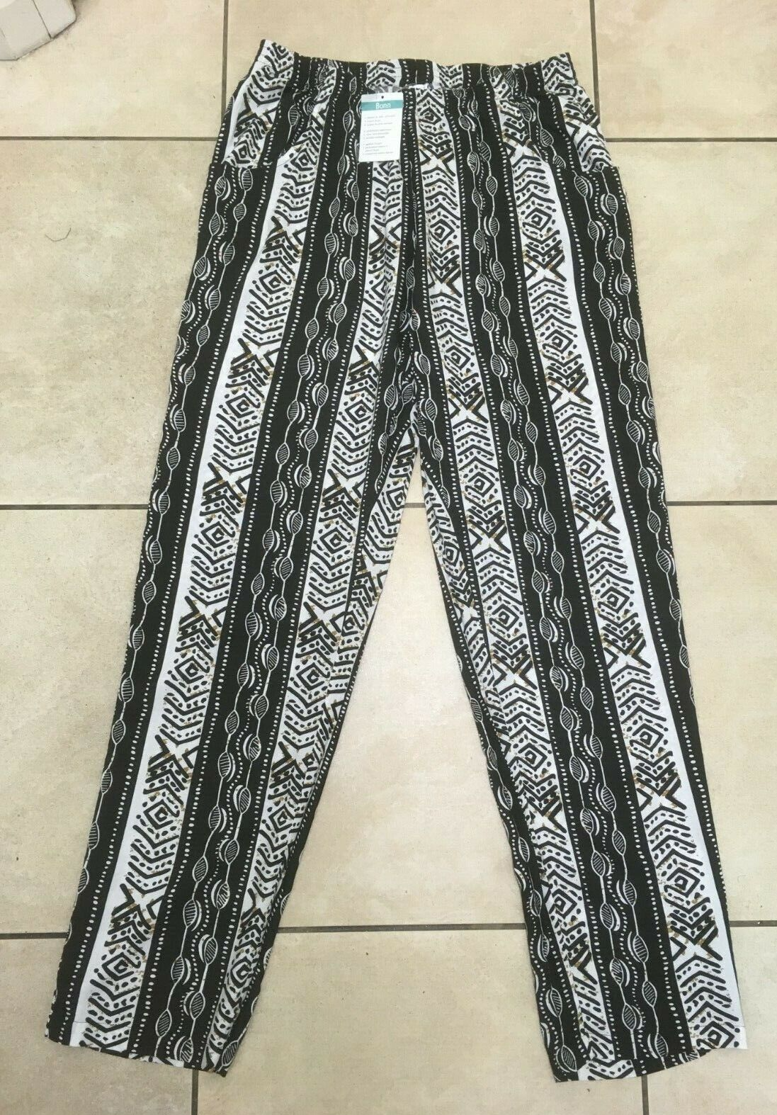 BONN Womens Soft Printed Trousers with Pockets Size 16 Leg 32