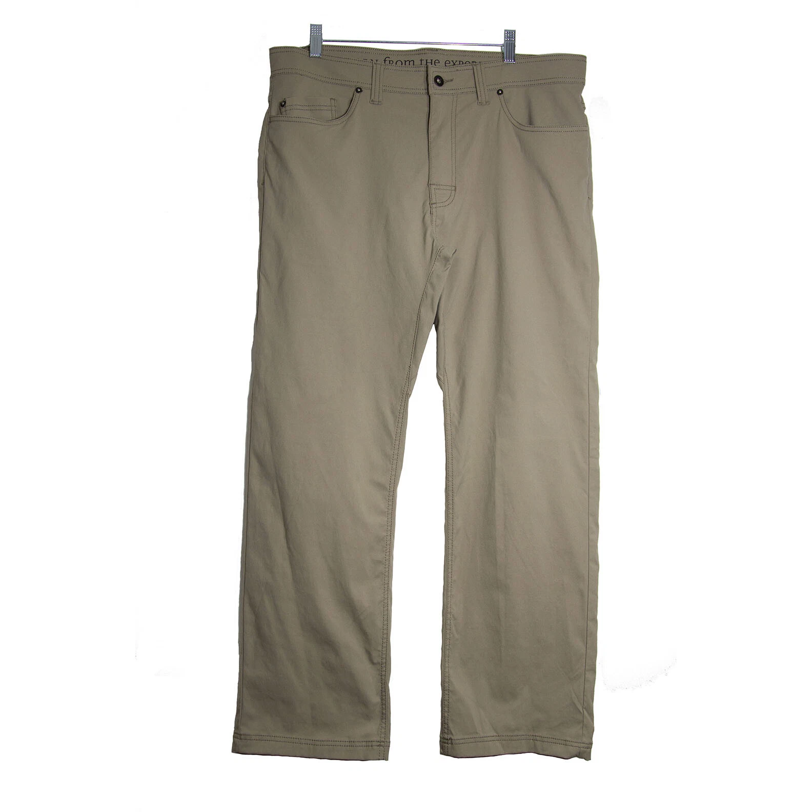 PrAna Brion Mens Slim Fit Nylon Stretch Khaki Beige Hiking Outdoor Pants Size 37