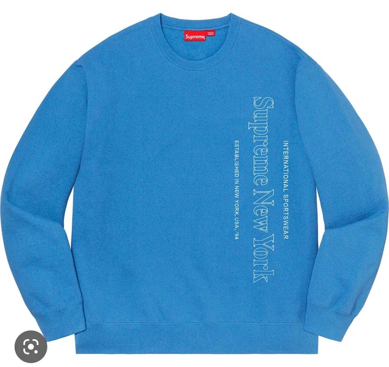 Supreme Side Logo Crewneck bleu taille grand neuf avec étiquettes