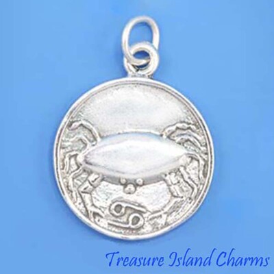 Cancer Zodiac Sign Two-Sided 925 Solid Sterling Silver Charm Pendant ...
