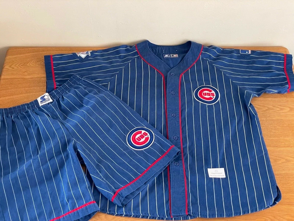 RARE Chicago Cubs Starter Pinstripe Jersey & Shorts Size L