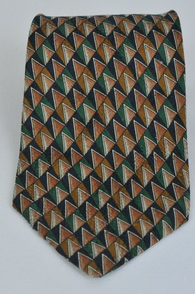 Corbata estampada de seda marrón verde y azul Altea Milano para hombre 58 x 3,75 pulgadas Foto 2 de 4