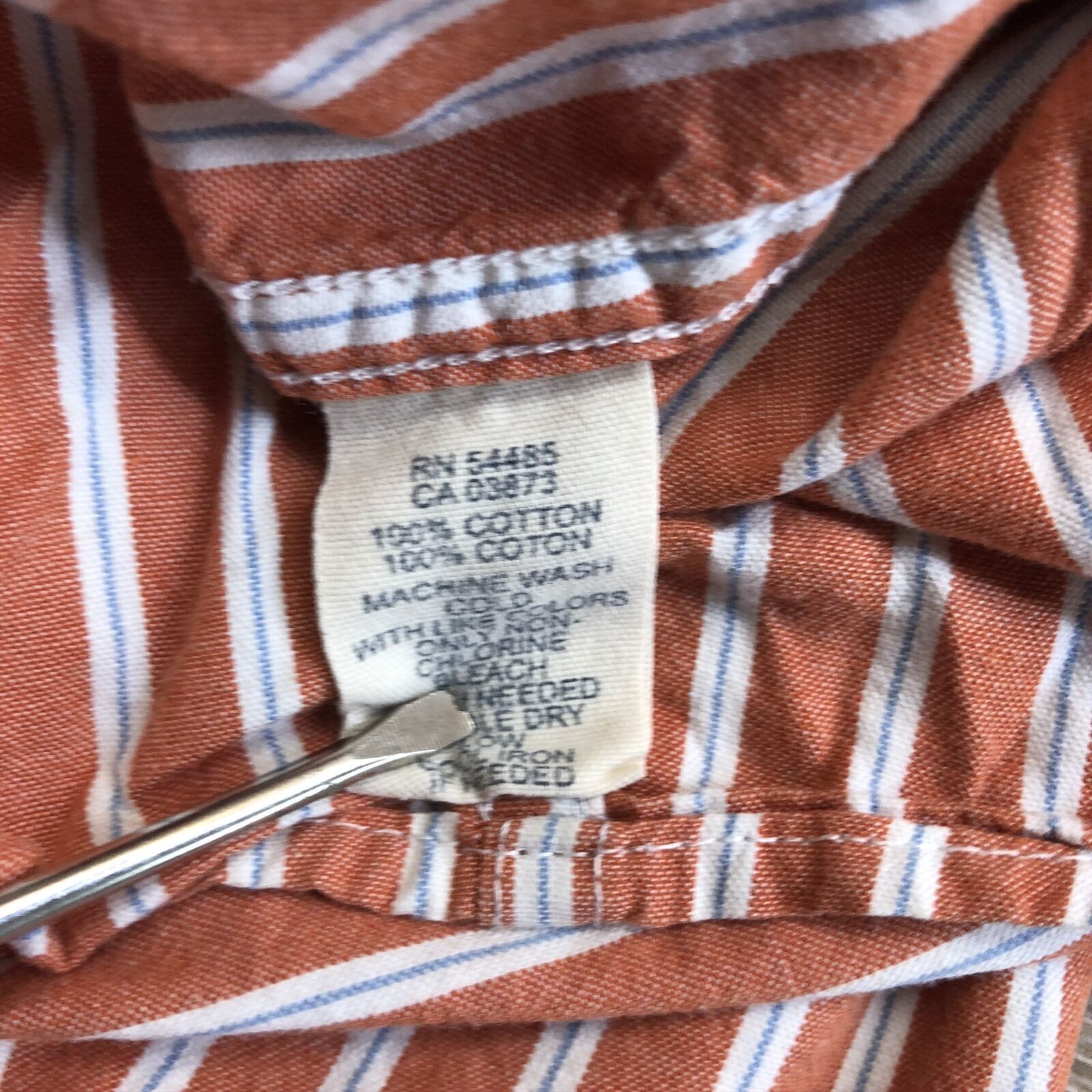 AMERICAN EAGLE Button Down Orange Striped Casual … - image 4