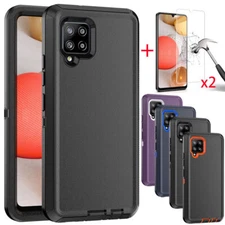 For Samsung Galaxy A42 5G Case, Shockproof Armor Cover +Tempered Glass Protector