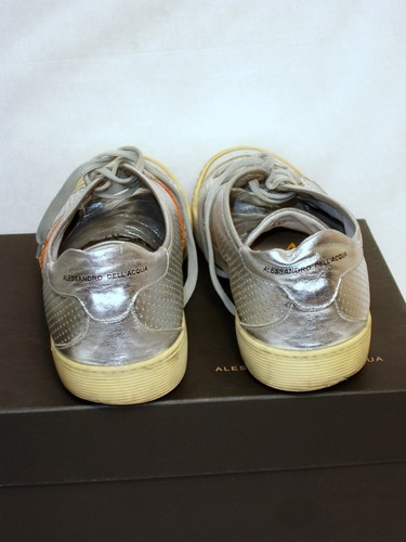 Alessandro Dell'Acqua Zapatillas Hombre 41 Laminado Plata Unisex Cuero - Imagen 3 de 10