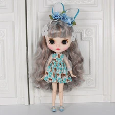 Blythe doll Dudu mouth Make up Grey mix hair from Factory Joint Body 12"