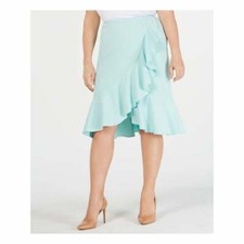 NWT Calvin Klein Womens Aqua Ruffle Knee Length Skirt Plus Size 18W 109 M562