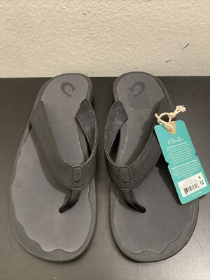 Olu Kai size 12 Gray and Black Flip Flops OluKai Ohana Men main image 4