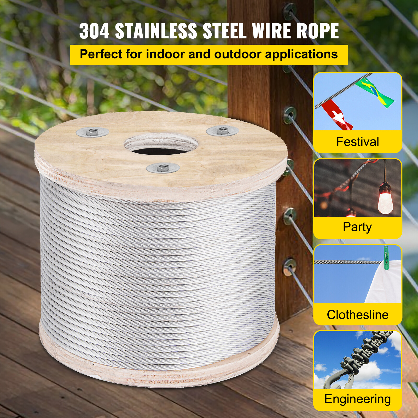 T304 3/16" Stainless Steel Cable Wire Rope 7x19 250FT Railing Kit | eBay