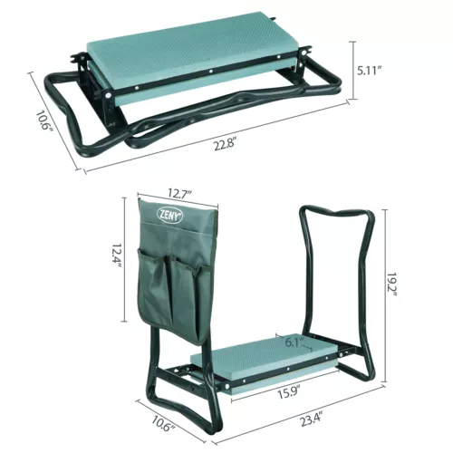Taburete plegable de jardín para rodillas banco de rodilla cojín suave almohadilla de asiento y bolsa de herramientas - Imagen 2 de 14