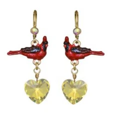 Kirks Folly Cardinal Sweetheart Leverback Earrings  goldtone