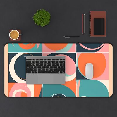 Bright Abstract Desk Mat   Vibrant Design Office Decor, and Computer Accessories