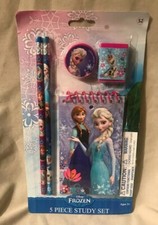DISNEY'S FROZEN 5-PIECE STUDY SET NEW PENCILS PAD FROZEN ELSA OLAF ANNA ERASER