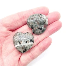 2Pcs Natural Yooperlite Reiki stone Heart Palm Crystal Quartz Healing Decorate