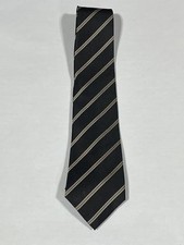 Mens Giorgio Cosani Black Brown Stripe Pattern Tie Pure Silk Hand Made NEW