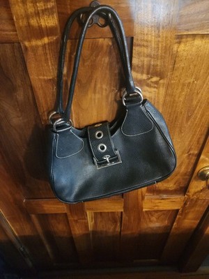 PRADA Black Vitello Daino Leather  Hobo Buckle Bag