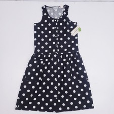 Vintage 90s Rosebud II Scoop Neck Sleeveless Polka Dot Cotton Shift Dress Small