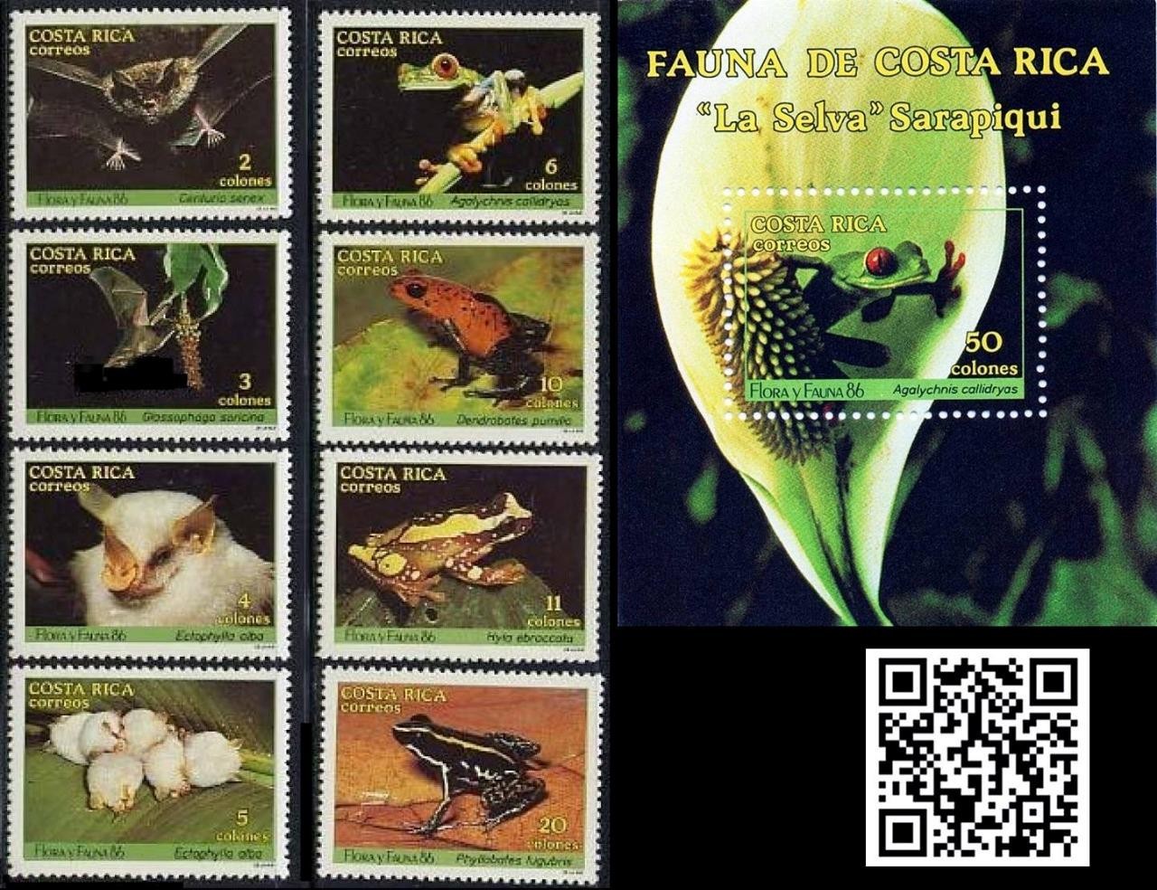 👉 COSTA RICA 1986 ANIMALS + S/S SC#377-85 MNH SCARCE!! CV$70.00 BATS FROGS