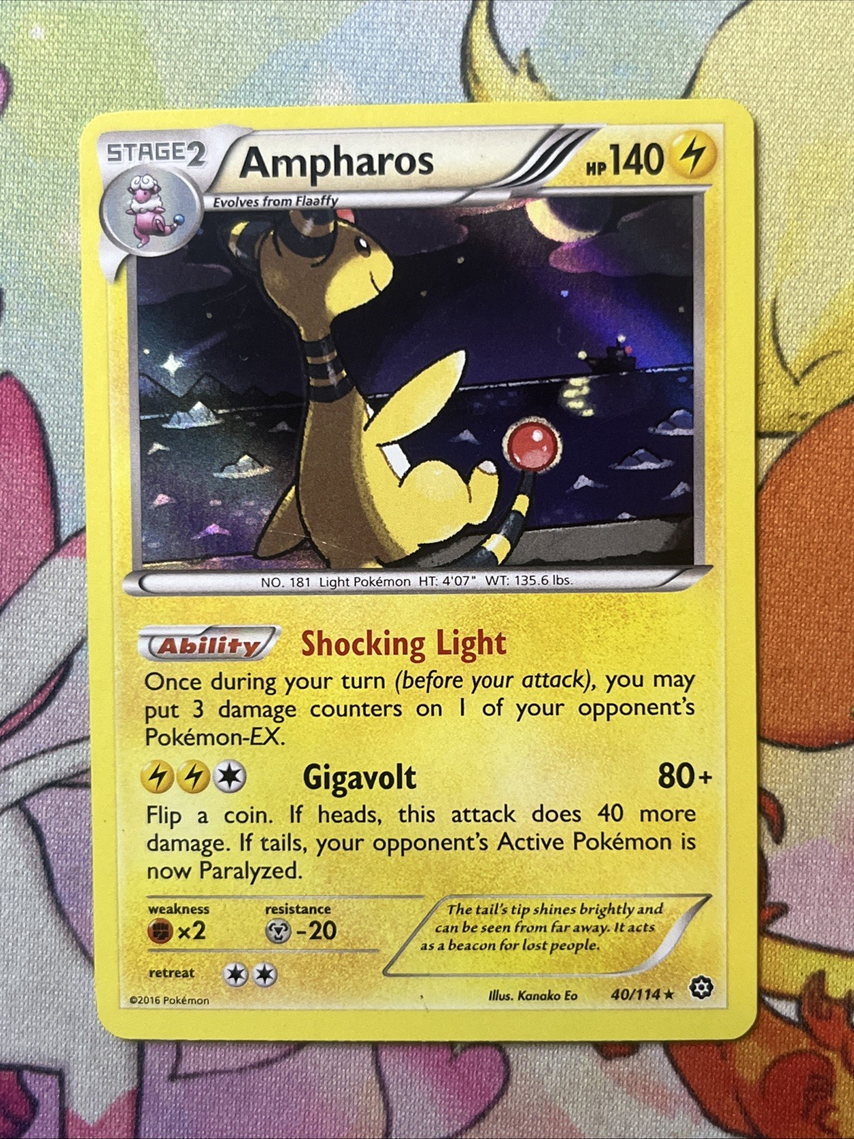 Ampharos 40/114 Holo Rare Pokemon XY Steam Siege NM
