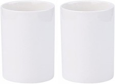 Gaolinci 2 Pcs Bathroom Cups, Ceramics Toothbrush Holder, Tumbler 9 oz, White