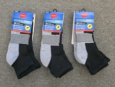 Hanes Men's 9 PAIRS Cool Dri Ankle Socks BLACK 6-12 Shoe Size