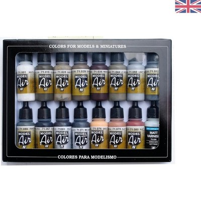 Acrylfarben-Set auf Wasserbasis für Modelle - 16 verschiedene Farben, 17 ml Flaschen