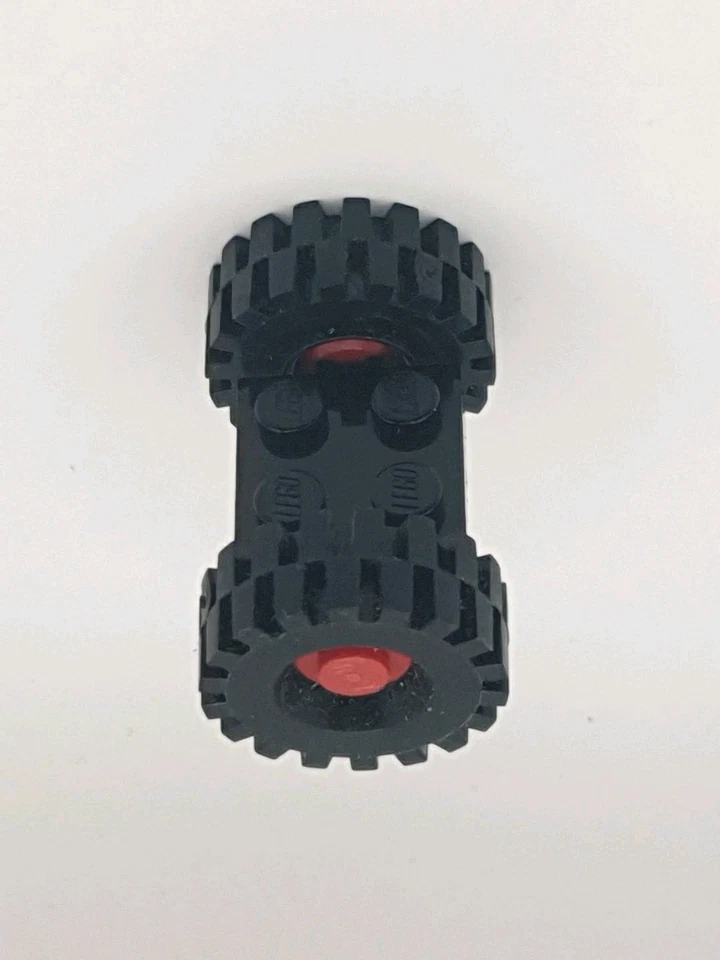 Lego® 122c01assy3 LKW-Räder Reifen 21 mm schwarz rote Felgen - Gummireifen - Bild 2 von 2
