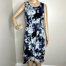 Vera Wang Blue Floral Sleeveless Dress